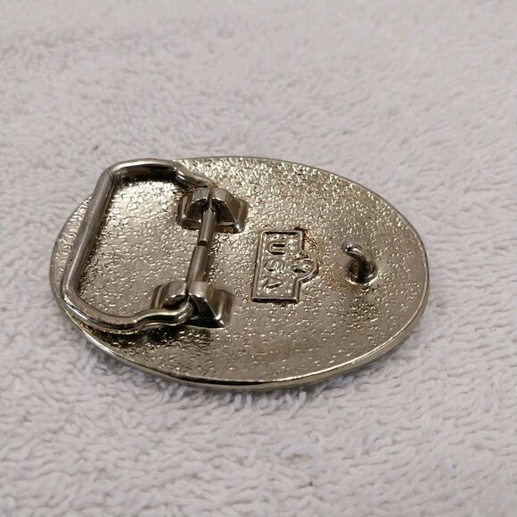 Vintage Western Style Belt Buckle Horse Themed Gold And Silver Tones 2\
